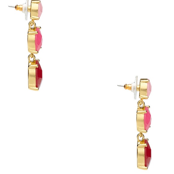 NWT Kate Spade Smell The Roses Linear Pink Drop Earrings 12k Gold $105 - Picture 6 of 9